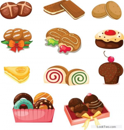 Biscuits and cakes set vector free vector download | Clip ...