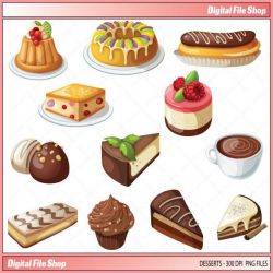 Clip Art Sweets Pie Dessert / Cup Cakes by DigitalFileShop ...