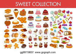 EPS Vector - Sweet collection of delicious desserts and ...