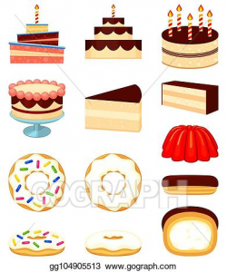 Vector Art - Colorful cartoon 12 dessert icon set. EPS ...