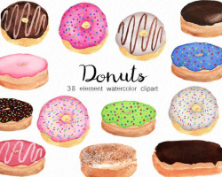 Watercolor Donuts - Kitchen clipart - food clip art - dessert clipart -  bakery clip art - instant download - Commercial Use
