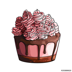 Cupcake, fairy cake. Sweet and delicious muffin with cream ...