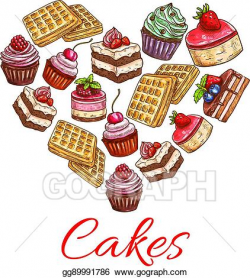 Vector Stock - I love cakes. pastry desserts in heart shape ...