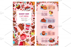 Menu vector template for bakery shop desserts
