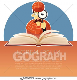Vector Stock - Book with detective. Clipart Illustration ...