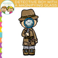 Detective Boy With a Magnifying Glass Clip Art
