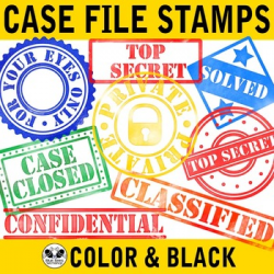 Detective Case File Stamps Clip Art