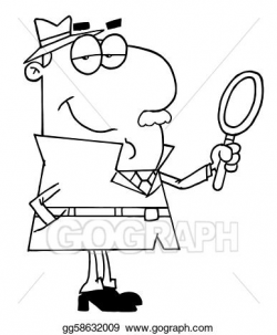 Vector Art - Outlined male detective . Clipart Drawing ...