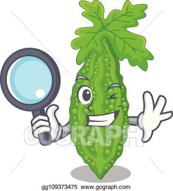 Vector Stock - Detective bitter melon gourd on shape cartoon ...