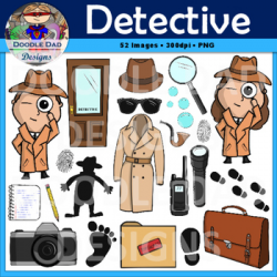 Detective Clip Art (Spy, Sherlock Holmes, Disguise, Magnifying Glass)