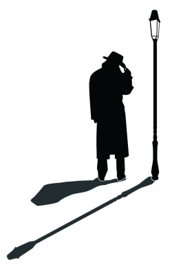 Street Lamp Silhouette Detective Man Silhouette -Wall Decal ...