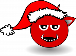 Clipart - Little Red Devil Head Cartoon with Santa Claus hat