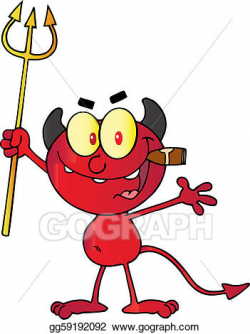 Vector Art - Devil holding up a pitchfork. Clipart Drawing ...