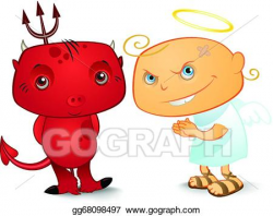 Vector Illustration - Cute angel and demon. EPS Clipart ...