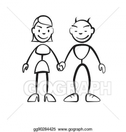 Vector Art - Stick figure woman and devil hand in hand ...
