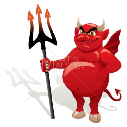 Devil - Vector Cartoon Clipart Illustration. Satan, demon, deuce, fiend,  Lucifer, evil, character, monster, fat, chubby,