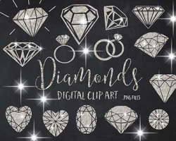 Sparkly diamonds and gems clipart by South Pacific Prints | TpT
