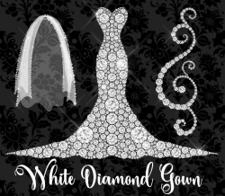 White Diamond Wedding Dress Clipart
