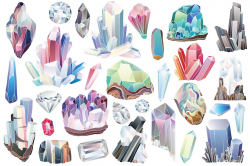 29 Crystals, Gems & Diamonds Clipart