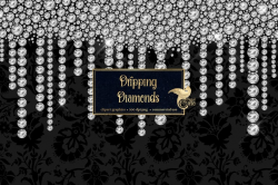 Dripping Diamonds Clipart, sparkling diamond overlays, diamond frosting  clip art for birthdays, baby shower, wedding designs, commercial use