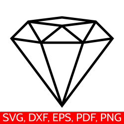Diamond SVG file for Cricut and Silhouette, Diamond SVG cut file, Diamond  outline, Diamond DXF, Diamond Clipart for Engagement Party Invites