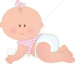 Caucasian Baby Girl In A Pink Checkered Shirt And Bow On Her ...