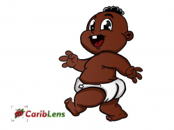 Cute Black African cartoon baby walking in diapers ...