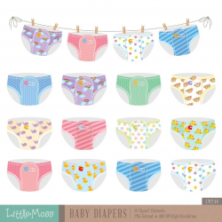 Baby Diapers Digital Clipart