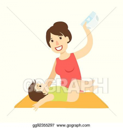 Vector Clipart - Mother changing nappy to a baby on changing ...