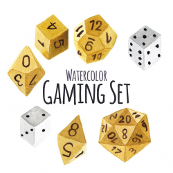 Watercolor Tabletop Gaming Set, Dice, Game Night Clip art, Nerd  Illustration, Geek Clipart