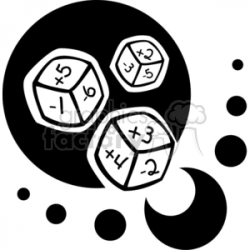 Black and white math game dice clipart. Royalty-free clipart # 382661