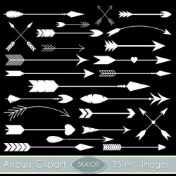 White Arrows Clipart Chalkboard Arrows Clip Art Tribal Digital Arrows Aztec  Native American Doodle Scrapbooking Wedding Invitations Logo