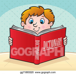 Stock Illustrations - Kid reading red dictionary. Stock ...