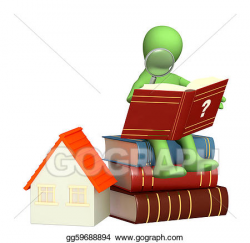 Clipart - Puppet, reading the dictionary. Stock Illustration ...