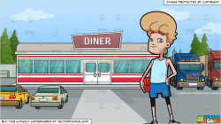 A Male Basketball Player and A Roadside Diner Background