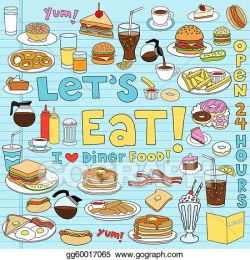 Vector Art - Diner food notebook doodles set. EPS clipart ...