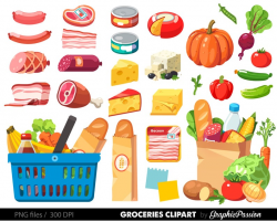 Grocery Clipart Shopping clipart Food Clipart Dinner Clipart Cheese clipart  Salami Clipart Grocery Store Clipart Grocery Shopping image