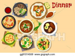 EPS Vector - Healthy dinner icon for cafe menu design. Stock ...