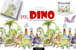 Watercolor dinosaur clip art Digital animal clipart Childrens Baby  Illustration for room, fabric print Nursery Design Cute Dino Kids clipart