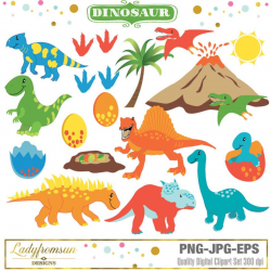 Dinosaur Clipart, vector graphics, prehistoric clipart, baby dinosaur, trex  clipart, cute animal, dino party, Commercial-Personal Use