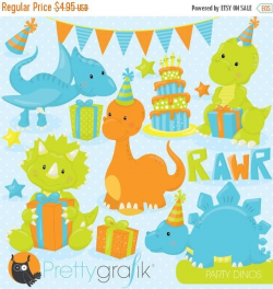 BUY20GET10 - Birthday dinosaur party clipart commercial use ...