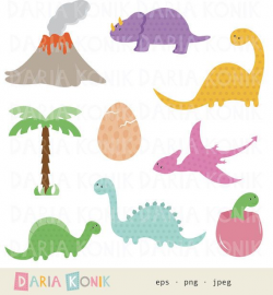 Dinosaurs Clip Art Set, dinosaur clipart, cute dinosaurs by ...