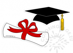 diploma clip art graduation hat rolled diploma clipart coloring page ...