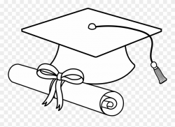 Flying Graduation Caps Clip Art Cap Line - Diploma And Cap ...
