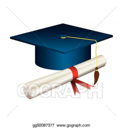 Vector Art - Color graduation hat with diploma. Clipart ...