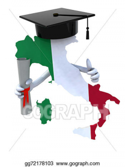 Stock Illustration - Italy maps with graduation cap and ...