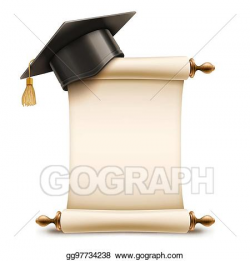 EPS Illustration - Graduation cap on diploma scroll. Vector ...