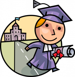 Graduate Leaves School with Diploma - Vector Image