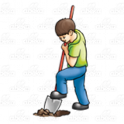 Boy Digging Hole, with a shovel