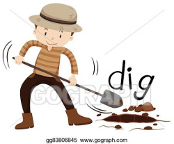 Vector Illustration - Man with shovel digging a hole. Stock ...